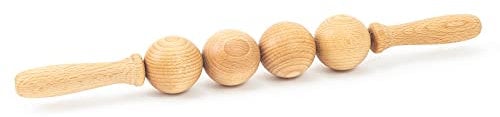 Tuuli Accessories Anti Cellulite Kugel Massage Massagegerät Massageroller Roller mit Griff für Bauch Beine Oberschenkel Lymphdrainage Maderotherapie aus Holz
