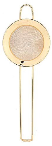 Powder Strainer, Stainless Steel Cone Shape Cake Powder Filter Cocktail Mesh Strainer Bar Accessories(Gold)