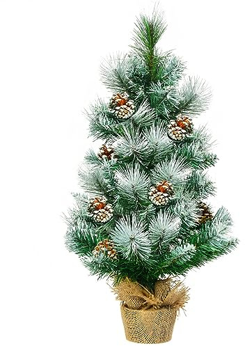 COSTWAY Mini Albero di Natale 48/60/100 cm, Albero di Natale Piccolo da Tavolo con Vaso e Rami Realistici, Decorazione Natalizia per Casa, Ufficio e Negozio (60 cm)