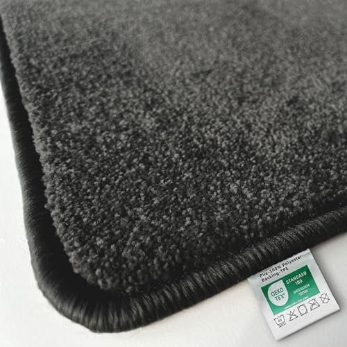 Floordirekt Badematte Carousel 50 x 80 cm, Schwarz - Weicher & dichter Hochflor - Badezimmerteppich - Extra flauschig - Rutschsichere Rückseite