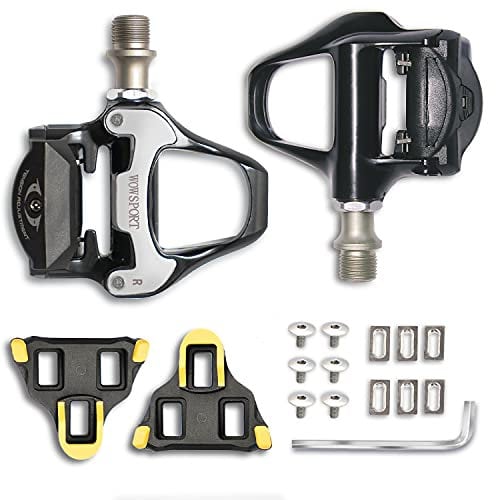 wowsport Road Bike Pedals,Compatible Shimano SPD-SL Self-Locking Clipless Pedals,Ultralight Aluminum Alloy Platform,Fitness Hybrid Peloton Spin Bike Pedals Replacement,3 in 1