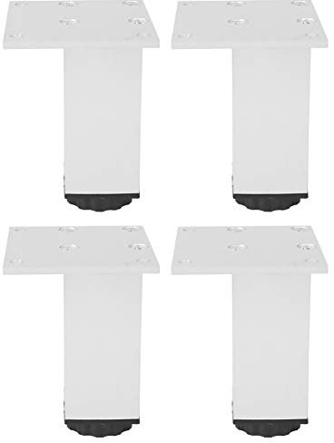 Jenngaoo 4Pcs White Furniture Legs, Adjustable Cabinet Legs Support Aluminium Alloy Leveling Leg Square‑Shaped Table Feet Kitchen Bathroom Use(100mm)