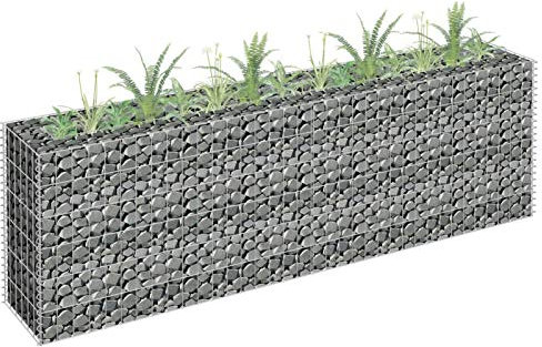 Susany Gabion Raised Bed, Metal Gabion Cage Outdoor Flower Bed, Galvanised Steel 180x30x60 cm