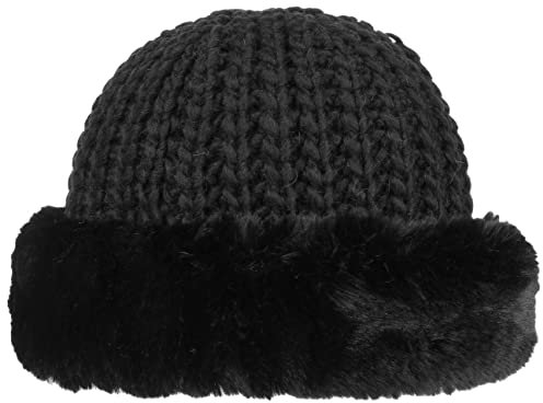 Gebeana Taria Strickmütze Damen - Made in Germany Fellmütze Umschlagmütze Damenmütze mit Futter, Futter Herbst-Winter Winter - One Size schwarz-schwarz