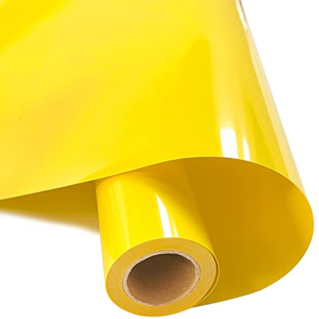 Mauts Heat Transfer Vinyl Roll, yellow Heat Transfer Paper, Permanent Adhesive HTV Iron On Vinyl, Backed Vinyl Roll for DIY T-Shirts, Hat, Clothing, Birthdays, Silhouette Cameo, Letters,12IN x 5FT
