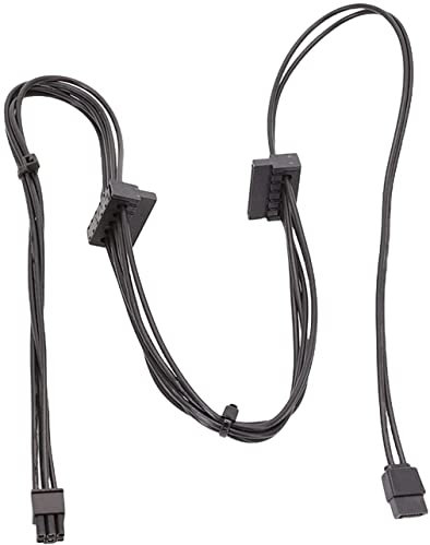 U/ D Câble d'alimentation mini 6 broches vers 2 SATA pour accessoires professionnels Noir