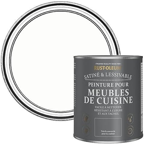 Rust-Oleum White Scrubbable Kitchen Cupboard Paint in Satin Finish - Chalk White 750ml
