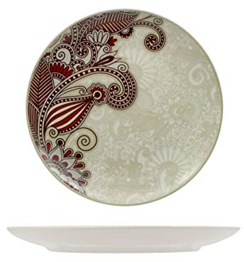 SERVIZIO DI PIATTI - CERAMICA STONEWERE DECORATA - CONFEZIONE DA 6 PEZZI (PIATTO PIANO 26 CM, DAMASCO)