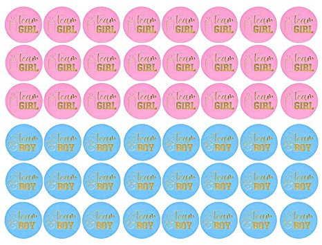 Zunedhys 48 StüCk Gender Reveal Aufkleber Spiele Team Boy & Team Perfekt Gender Reveal ZubehöR Boy und Aufkleber