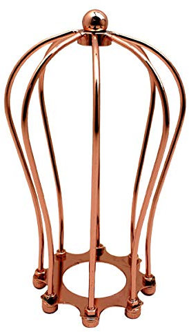 DC Voltage Rose Gold Cage Metal Balloon Shaped 12cm Width Ceiling Light Shade Bulb Guard E27 Socket Hanging Pendant Wire cage for Indoor with Reducer Ring