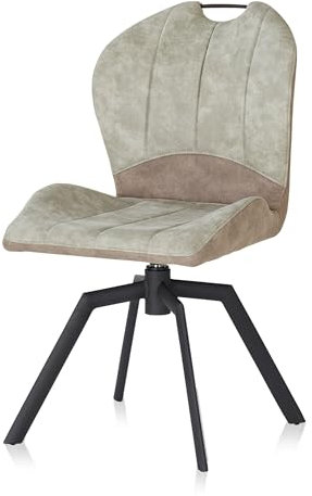 KHG Esszimmerstuhl drehbar Hellgrün, Mikrofaser in Wildlederoptik, Drehstuhl, Küchenstuhl, Polsterstuhl, Wohnzimmerstuhl, Design Stuhl Gestell aus Metall