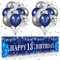 Blau 13. Geburtstag Dekorationen für Jungen Mädchen, Marineblau Silber 13. Geburtstag Banner und 13. Geburtstag Luftballon für 13. Geburtstag Party-Zubehör