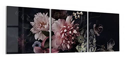 DEQORI Glasbilder Acrylglas | Motiv Blühende Pracht | horizontal 3-teilig 150x50 cm | große XXL Deko | Wandbilder für Wohnzimmer, Schlafzimmer, Flur & Küche | moderne Wanddeko