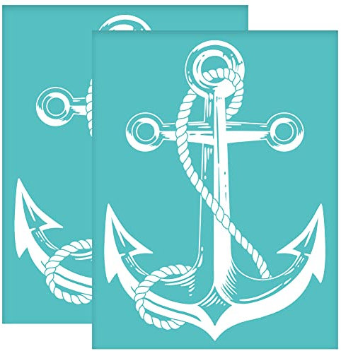 OLYCRAFT 2 STK Selbstklebende Siebdruckschablone Anker Muster Mesh Transfers Wiederverwendbare Schablone Boat Anchor Siebdruckschablone für Malerei auf Holz DIY T Shirt Taschen Stoff - 22x28cm