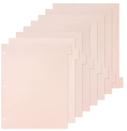 Pinke Trennblätter für 3-Ringordner, 8 Register, stabile Kunststoff-Trennblätter, einfügbare Notizbuch-Planer-Registerkarten für Ordner (1 Set)