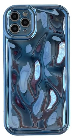 Caseative for iPhone 11 Pro Max Case, Water Ripple Wave Meteorite Bubble Pattern Chrome Plating Soft Compatible with iPhone Case (Light Blue,iPhone 11 Pro Max)