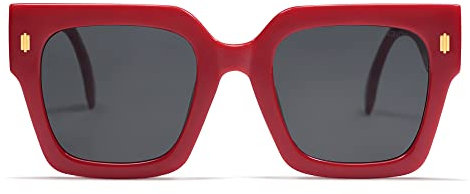 SOJOS Übergroße quadratische Sonnenbrille für Damen, Retro, Luxus, große Sonnenbrille, UV400-Schutz, SJ2194, rot