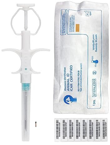 TAEING Pet Mikrochips, 134,2 kHz, für Haustiere, Katzen, Hunde, Mikrochips, Implantat, Kit für Tierärztliche Verwaltung … (20, 2,12 x 12 mm)