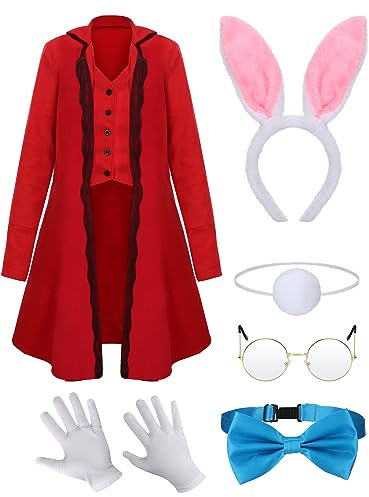 Xtinmee 6 Pcs Women White Rabbit Costume Halloween Bunny Outfit,Large