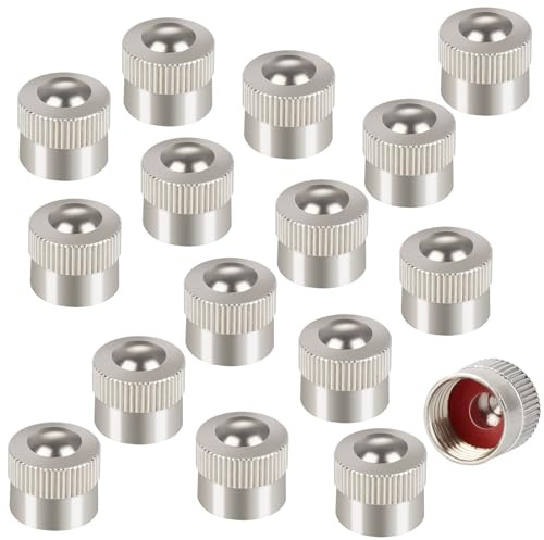 16 pièces de bouchons de valve de pneu, bouchons de tige de valve en métal avec joint d'étanchéité en caoutchouc, couvercle de valve étanche à la poussière et à l'eau pour voiture, moto, vélo, scooter
