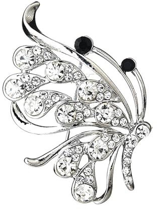 Wendalern Broche Papillon En Cristal Clair Broche Insecte Élégante Broche Corsage Papillon Argenté Broche Vintage Mariage Mariage Épingles De Revers Vêtements Accessoires Bijoux Pour Femmes Filles