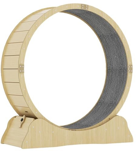 ExoticaBlend Katzenlaufrad Laufrad für Katzen – Natürliche Katzenrad aus Massivholz für Drinnen Katzen, Sicherheits Katzen Laufrad mit Schloss und Minimiertem Spaltdesign,S