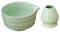 Sharplace Bol à Matcha en Céramique - 2 Pièces, Bol à Thé Traditionnel Japonais avec Bec Verseur et Support de Fouet pour Amis - Vert Clair