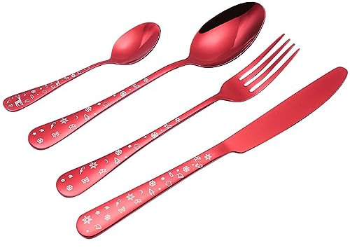 SENZZ Posate per la tavola Natalizia, Collezione di stoviglie Natalizie, Set di Posate durevoli per Le Vacanze, Set di Posate durevoli e squisite per la tavola Natalizia in Acciaio Inossidabile.