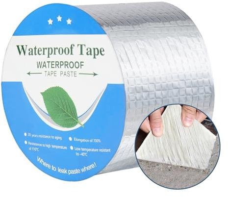 flintronic Butylband, 10 cm x 5 m Wasserdichtes Klebeband, Butylkautschuk Aluminiumfolie Tape, Dichtungsband Selbstklebend für Dachleckage, Oberflächenriss, Fensterbankspalt, Rohrbruch