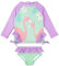 weVSwe Baby Badeanzug Mädchen Schwimmanzug Sets UV 50 Zweiteiler Langarm schutzkleidung Baby Rüschen Badeanzug Lila Flamingo Neugeborene 12-18 Monate