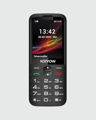 Konrow Senior 280 Next 4G (2.8'' - Double Sim - avec Station de Charge) Noir