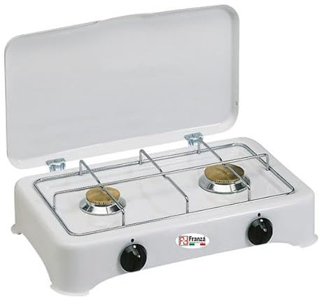 Fornello 2 fuochi a gas Metano smaltato bianco per uso esterno Made in Italy - 5326/MT