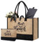 BeeGreen Personalisierte Tragetaschen für Frauen, Initiale, Monogramm, bestickt, Leinwand, Jute, Geburtstagsgeschenktüten, Jute, Braun, Large, Strandtasche W Make-up-Tasche – Strand Kokosnuss