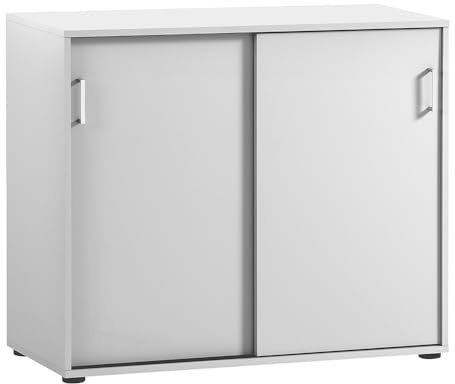 Lomadox Aktenschrank Schiebetürenschrank Büro Schrank Büroschrank 65cm in weiß