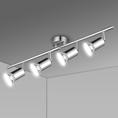URAQT Deckenstrahler LED, Deckenstrahler 4 Flammig GU10 Strahler Deckenleuchte LED Deckenleuchte 270°Schwenkbar Deckenspots Modern Flurlampe Strahler Deckenspot für Küche Wohnzimmer Schlafzimmer