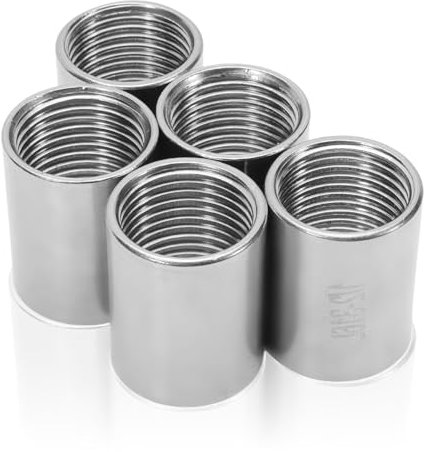 Anlseiod 5 StüCk 316 Edelstahl Gewinde Fitting Doppelnippel 1/2 zoll Threaded Fitting Hahnverlängerung für HeizköRpern SanitäRanlagen Rohrleitungen Abflussrohren Wassertanks Ersatzteil(Farbe: Silber)