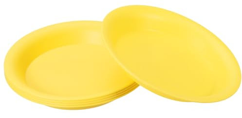 PATIKIL 6 Inch Plant Saucer Tray, 5 Pack Plastic Drip Tray Round Collects Excess Water Flower Pot Drainage Trays for Heavy Indoor Outdoor Pans, Yellow