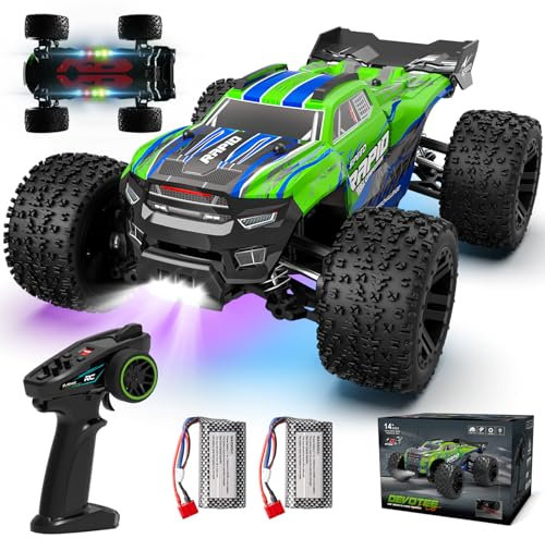 Ferngesteuertes Auto mit Farbiges Licht, 1/18 32+km/h RC Auto Offroad, 2,4 GHz All Terrain Car RC Buggy, Wasserdicht Monstertruck Ferngesteuert, 4WD RTR Ferngesteuerte Autos Erwachsene Kinder
