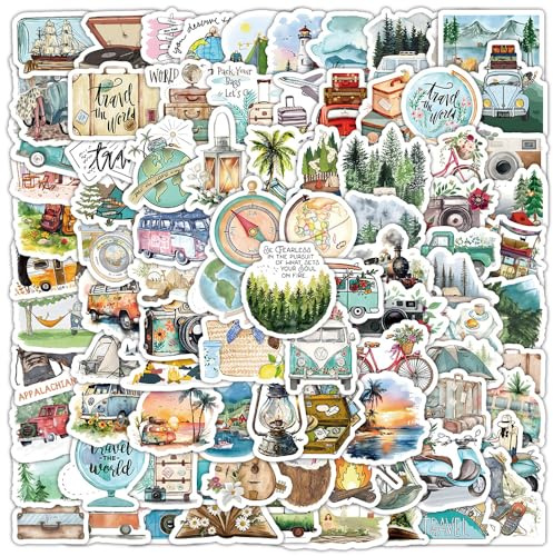 103 Stück Reisen im Freien Sticker Set – Camping Aufkleber für Koffer, Scrapbooks, Skateboards, Laptops und Motorräder – Ideal für Jugendliche und Erwachsene, Graffiti-Designs Stickers