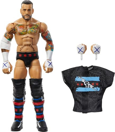 Mattel WWE Elite Actionfigur und Zubehör, Serie #115, ca. 15 cm große Sammelfigur CM Punk mit 25 Bewegungspunkten und austauschbaren Händen, JCH99, [Mehrfarbig]
