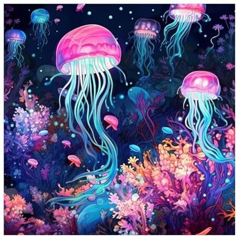 Mandun Art Qualle Diamond Painting Erwachsene Qualle Ozean Diamant Painting Full DIY Diamant Kunst Malerei Stickerei Set Home Wand Dekor 30x30cm