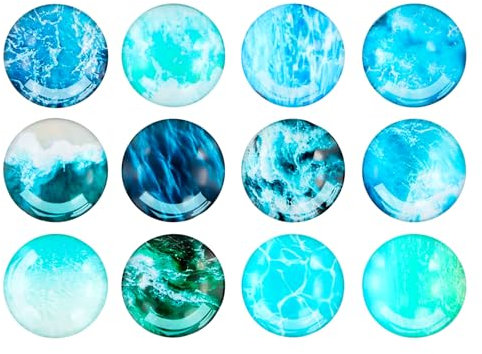 Dewocke 12 Piezas Ondas Imanes Nevera, 30mm Imanes para Nevera de Cristal, Imanes para Frigorifico Redondos, Iman 3D Nevera, Imanes Decorativos para Cocina, Pizarras, Tableros de Anuncios, Oficina