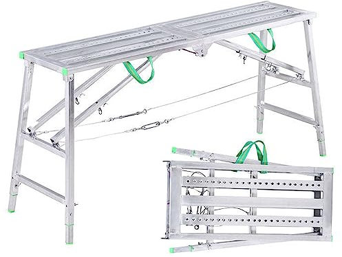 ZAVEIL Klappbare Gerüstausrüstung, Teleskop-Leichtgewicht-Mehrzweck-Arbeitsplattform mit Einstellbarer Höhe, Tragfähigkeit, stabiles, sicheres tragbares Gerüst oder Leiter-Hubgerüst,140cm (1