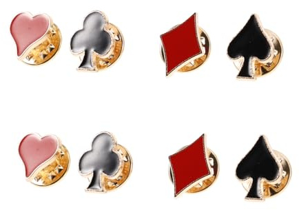 Garneck 8-Teiliges Modeabzeichen Mit Spielkartenmotiv Und Herz Kragenbrosche Für Damen Anstecknadel Als Alltagsschmuck Für Kleidung Spieleabende Valentinstag Weihnachten Und Geburtstag