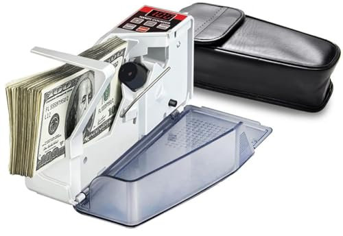 Mini Machine à Compter l'argent Portable, Caisse Enregistreuse Portable, Compteur De Devises, Compte Uniquement La Fonction De Billet De Banque, Modes De Lots, Affichage LED, pour Toutes Les Devises
