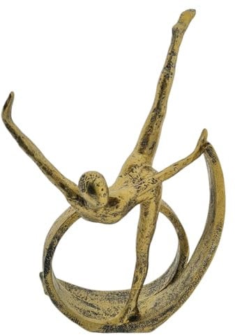 WB wohn trends Moderne Skulptur Gymnastik, Bronze Gold, 40x25x16cm Deko-Figur Windung