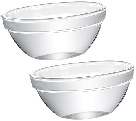 SMASOLO 2pcs Small Glass Dessert Bowls Stackable Food Bowls for Salads Fruits Rice Pudding and Snacks Break Resistant Glass for Everyday Use