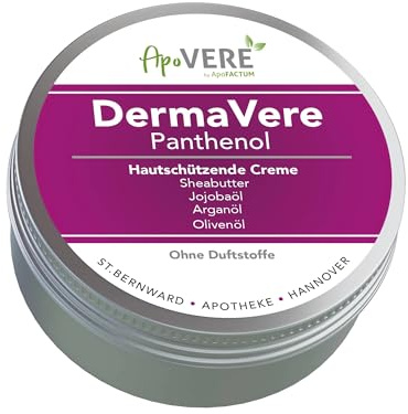 Apovere Dermavere Panthenol Creme – Paraffinfrei & Vegan – Feuchtigkeitspflege für Trockene und Beanspruchte Haut – Gesicht und Körper – 150 ml