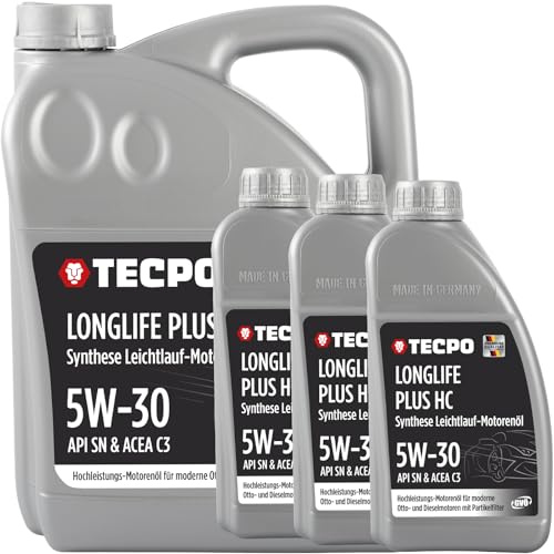 TECPO Motoröl 8 Liter 5W-30 LONGLIFE Plus HC Synthese passend für ACEA C3 / API SN / 504/507 / 229.31/229.51 / LL-04 / C30