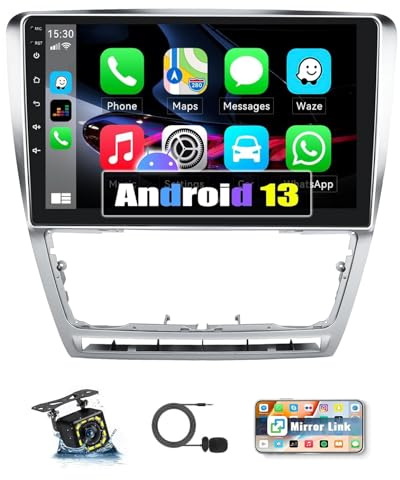 Android 14 Car Autoradio für Skoda Octavia II 2004-2013 10 Inch Touch Screen mit Wireless Carplay/Android Auto/4+64G/FM/GPS NAV/Bluetooth/AHD Backup Camera